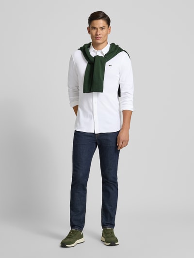 Lacoste Koszula casualowa o kroju slim fit z fakturą Biały 1