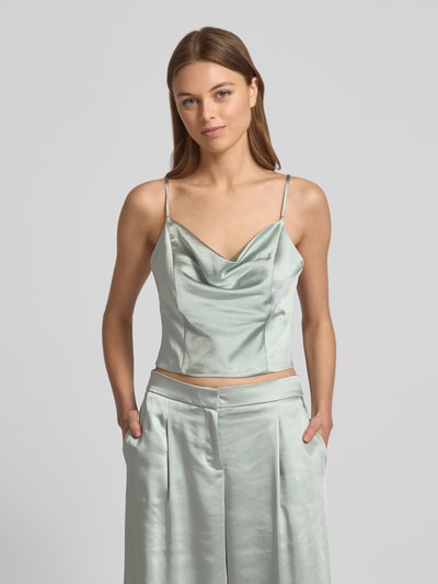 Jake*s Cocktail Crop Top mit Wasserfallausschnitt und Schnürung Lind Melange 4