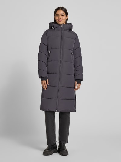 WITHBLACK Steppmantel mit Kapuze Mittelgrau 4