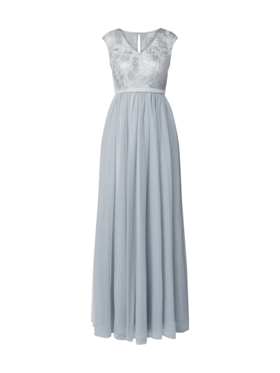 Christian Berg Cocktail Abendkleid mit Stickereien  Bleu 2