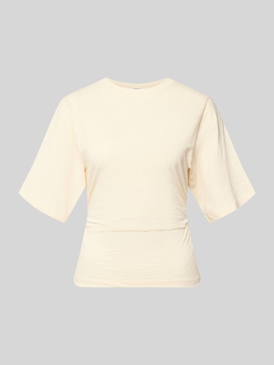 Produktfoto, T-Shirt mit 1/2-Arm und Raffungen von Jake*s Casual aus Reine Baumwolle in Creme, körpernahe Passform, Rundhalsausschnitt