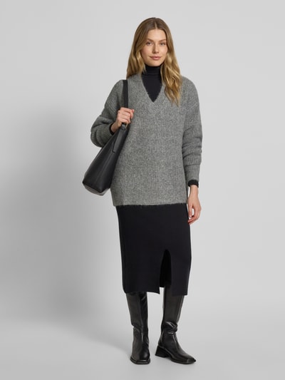 GUIDO MARIA KRETSCHMER WOMAN Gebreide pullover van alpacamix met V-hals Antraciet - 1