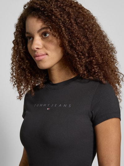 Tommy Jeans T-Shirt mit geripptem Rundhalsausschnitt Black 3