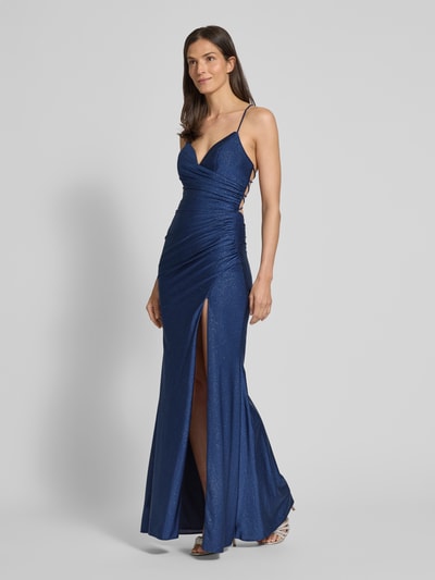 Mascara Abendkleid mit Gehschlitz und Herz-Ausschnitt Marine 1