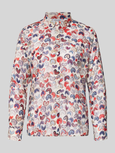 Produktfoto, Regular Fit overhemdblouse met all-over motiefprint model 'Februar' van More & More, puur katoen, met lange mouwen, overhemdkraag, volledige knoopsluiting, ruglengte maat 36: 65 cm, mouwlengte maat 36: 59 cm, veelkleurig motief, zachte gladde textuur