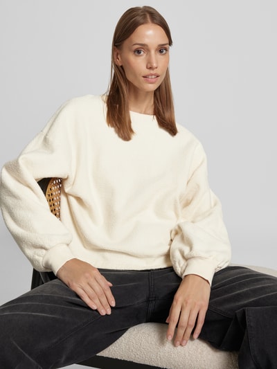 American Vintage Oversized sweatshirt met ribboorden, model 'BOBYPARK' Ecru - 3