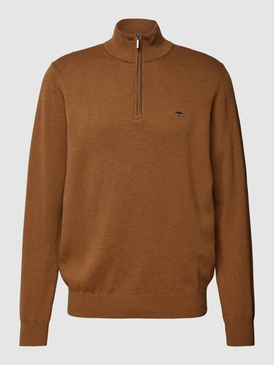 Fynch-Hatton Gebreide pullover met labeldetails, model 'Troyer' Hazelnoot gemêleerd - 2