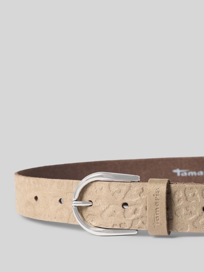 Produktfoto, Gürtel aus echtem Leder mit Strukturmuster von Tamaris, beige mit silberfarbener Schnalle, Damen Gürtel von Tamaris