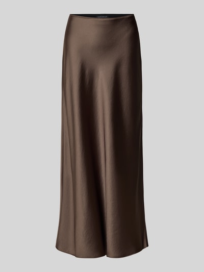 Produktfoto, Maxirock aus Satin mit elastischem Bund von Luisa Cerano in Braun, A-Linie, glatte Satin-Haptik, Bundweite 38 cm, Gesamtlänge 95 cm, Größe 36.