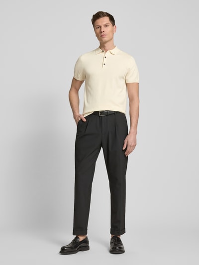 Profuomo Regular Fit Poloshirt mit elastischen Abschlüssen Offwhite 1