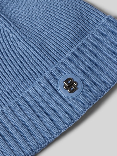 BOSS Beanie aus Schurwolle mit Label-Detail Modell 'Fati' Bleu 2