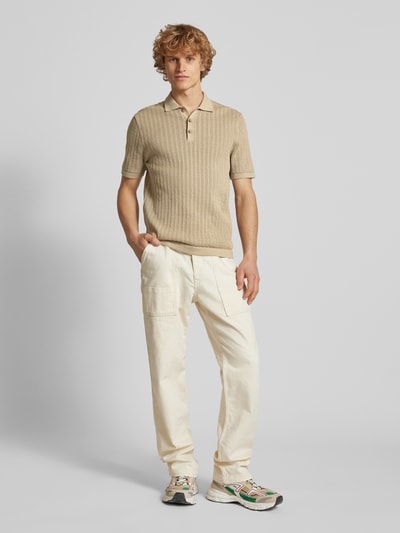 Only & Sons Regular fit poloshirt met broderie anglaise, model 'MOON' Olijfgroen - 1