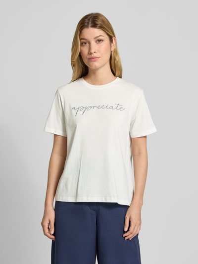 Vila T-shirt met ronde hals, model 'SYBIL' Offwhite - 4