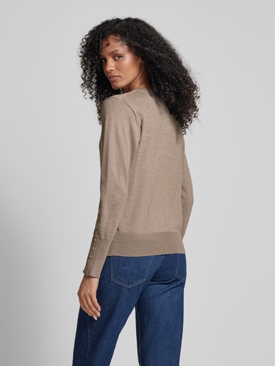 FREE/QUENT Gebreide pullover met V-hals, model 'Katie' Taupe gemêleerd - 5