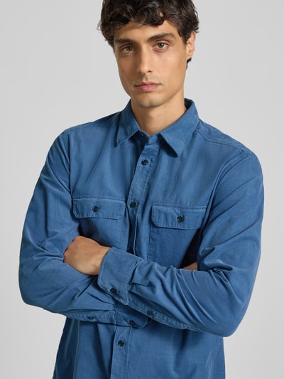 OLYMP Level Five Regular Fit Cordhemd mit Kentkragen Jeansblau 3