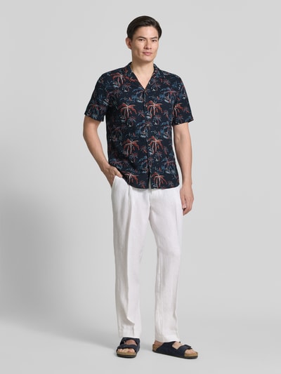 Tom Tailor Regular Fit Freizeithemd aus Viskose-Leinen-Mix Dunkelblau 1