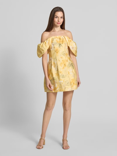 Forever New Körpernahes Cocktailkleid mit Leinen-Anteil Modell 'Jacquie' Hellgelb 1