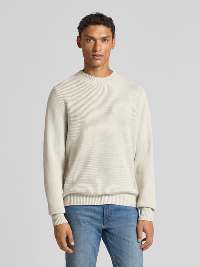 MAERZ Muenchen Strickpullover aus Schurwolle mit Strukturmuster Offwhite 4