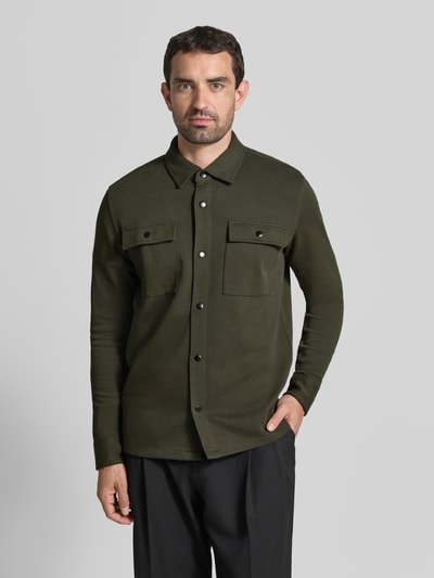 Selected Homme relaxed fit vrijetijdsoverhemd van katoenmix model 'JACKIE' Donkergroen - 4