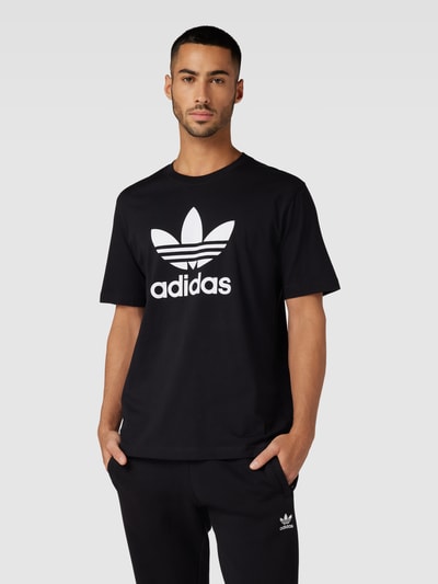 adidas Originals T-shirt z nadrukiem z logo model ‘TREFOIL’ Czarny 4