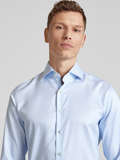 Eterna Slim fit zakelijk overhemd met haaikraag Bleu - 3