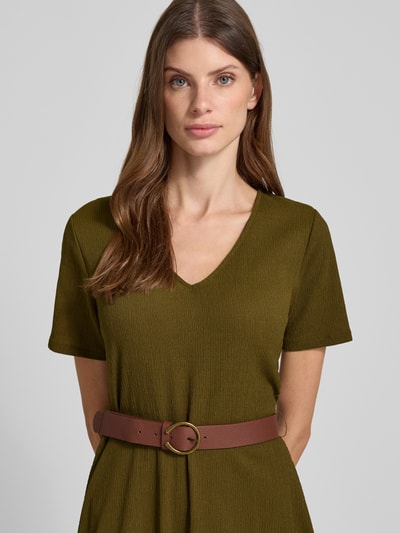Zero Midikleid mit V-Ausschnitt und Gürtel Oliv 3