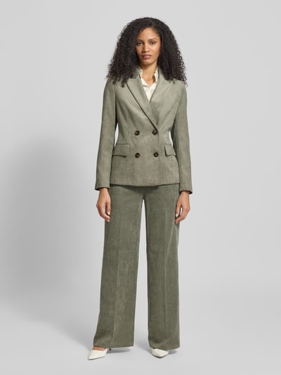 Christian Berg Woman Selection Wide fit corduroy broek met linnen Kaki - 1