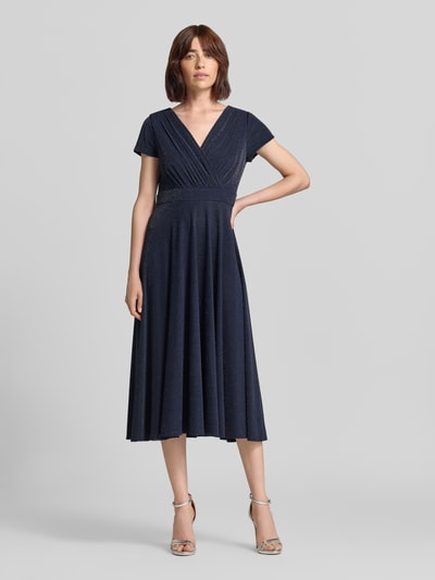 Vera Mont Tailliertes Cocktailkleid mit V-Ausschnitt Marine 4