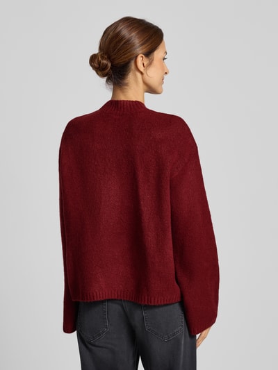 Jake*s Casual Strickpullover mit Stehkragen und überschnittenen Schultern Bordeaux 5