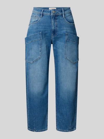 Produktfoto, Barrel Fit Jeans mit aufgesetzten Taschen Modell 'Ida Worker' von Gang, blauer Baumwoll-Mix mit Stretch-Anteil, strukturierte Oberfläche