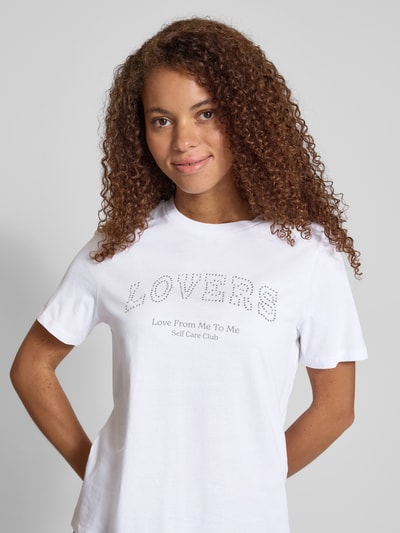 Pieces T-shirt o kroju regular fit z czystej bawełny model ‘TARA’ Biały 3