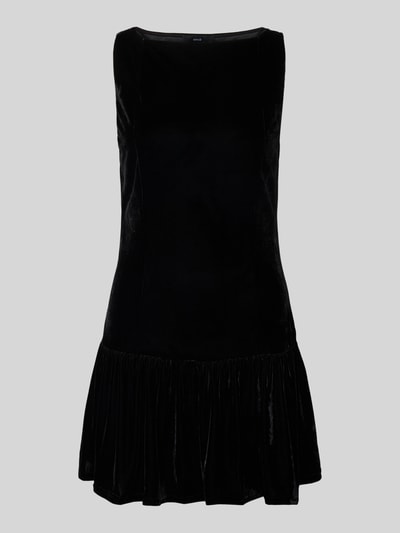 Produktfoto, Minikleid mit U-Boot-Ausschnitt von Mango in Schwarz, Material-Mix mit Stretch-Anteil, taillierter Schnitt, ausgestellte Rockpartie