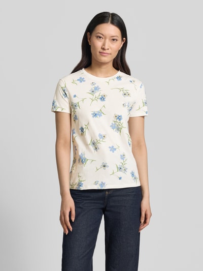 Jake*s Casual T-Shirt im Allover-Look mit Rundhalsausschnitt Offwhite 4