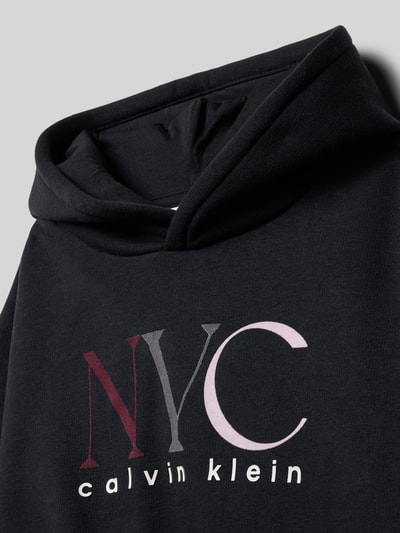 Calvin Klein Jeans Regular fit hoodie met logoprint, model 'Fleece' Zwart - 2