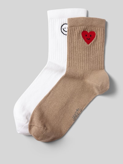 Jake*s Casual Socken mit Motiv-Stitching Weiss 1