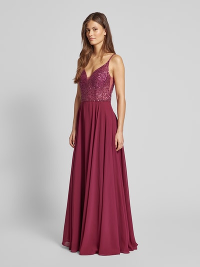 Hey Kyla Abendkleid mit Paillettenbesatz Dunkelrot 1