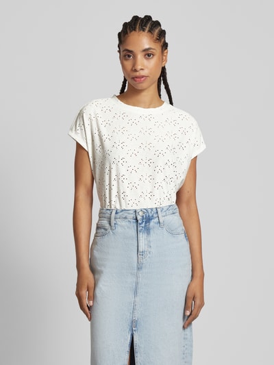 Only T-shirt met broderie anglaise, model 'SMILLA' Offwhite - 4