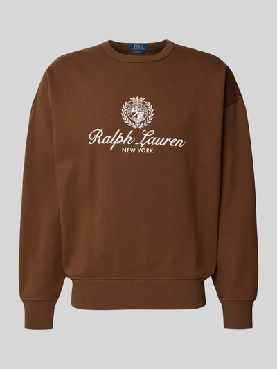 Produktfoto, Regular Fit Sweatshirt aus Baumwoll-Mix von Polo Ralph Lauren in Braun, unifarben, Label Print auf der Front, Crew Neck, langarm, Sweatstoff