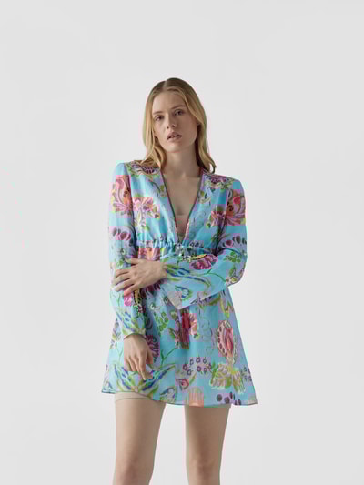 Etro Minikleid mit floralem Muster Ozean Blau 4