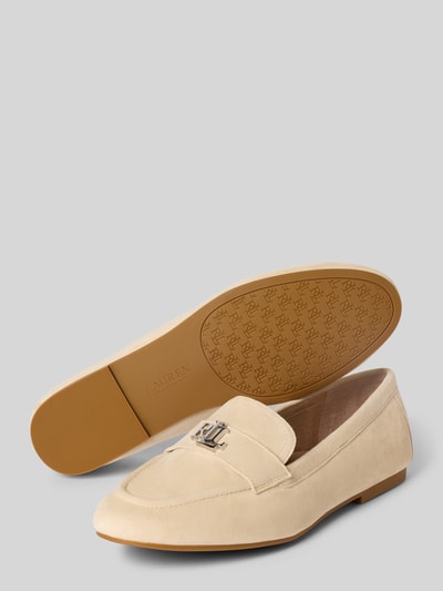 Lauren Ralph Lauren Loafers van leer met labelapplicatie, model 'AVERI III' Zand - 4