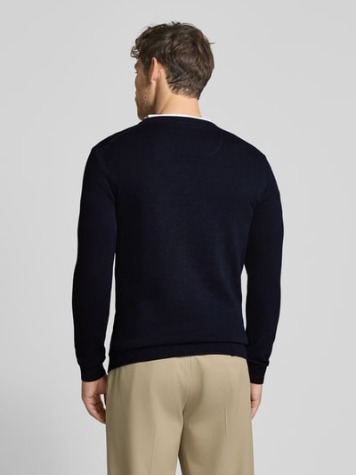 Tom Tailor Regular Fit Strickpullover aus reiner Baumwolle mit Rundhalsausschnitt Dunkelblau 5