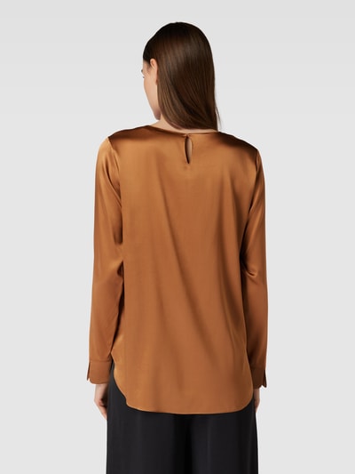 (The Mercer) N.Y. Blouseshirt van zijdemix in effen design Cognac - 5