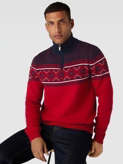 MCNEAL Strickpullover mit Troyer-Kragen Kirschrot 3