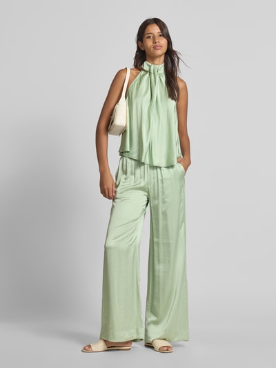 mbyM Wide leg stoffen broek met elastische band, model 'Asaka' Rietgroen - 1