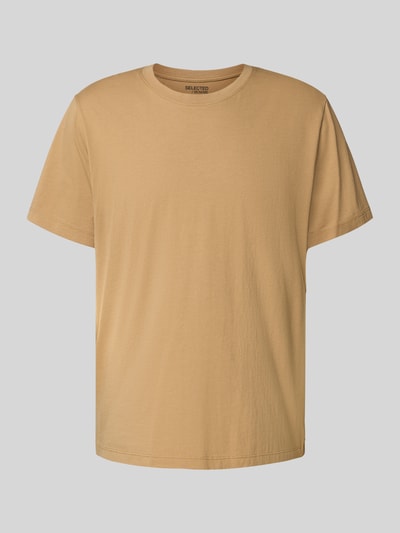 SELECTED HOMME T-shirt o kroju regular fit z mieszanki bawełny model ‘ASPEN’ Beżowy 2