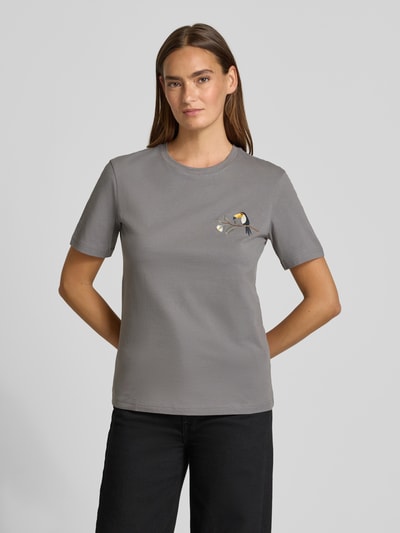 Jake*s Casual Regular Fit T-Shirt aus Baumwoll-Mix Modell 'ELI' ' Mittelgrau 4