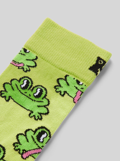 Happy Socks Socken mit Motiv-Print Modell 'Frog' Gelb 2