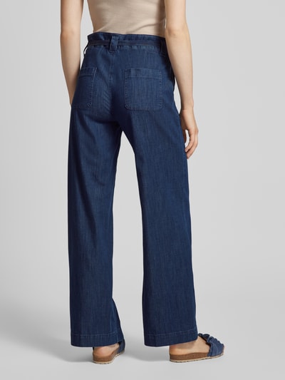 MAC Straight leg jeans met strikceintuur, model 'Sienna' Donkerblauw - 5