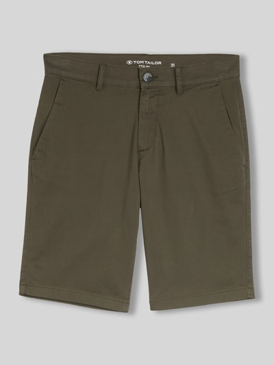Tom Tailor Slim Fit Chinoshorts aus reiner Baumwolle Oliv 2