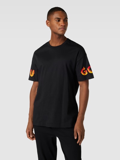 HUGO T-shirt z nadrukiem z logo Czarny 4